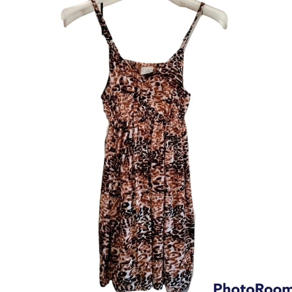 Cyn by Cynthia Mehr Cheetah print baby doll mini dress lg/xl - Picture 1 of 7